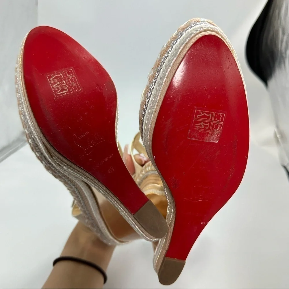 Christian Louboutin Marina Liege 140mm Espadrille Wedge sandals size 11
